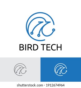 Bird Head Circuit Computer Technology Logo Template