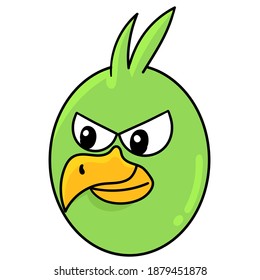 bird head emoticon with angry expression, doodle icon image. cartoon caharacter cute doodle draw