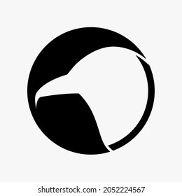 bird head icon in black circle. Abstract business logo icon design template