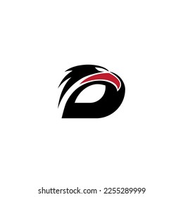 bird head and letter D vector illustration for an icon,symbol or logo. letter D initial logo