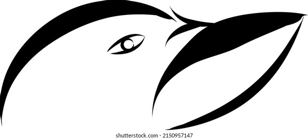 Bird head line art illustration, icon, logo, and cartoon vector