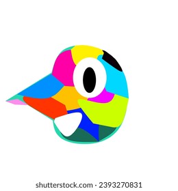 Bird head logo with colorful abstract motif 