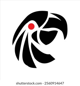 bird head with red eyes vector logo design