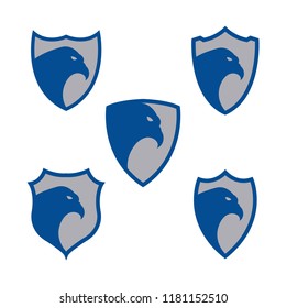 bird head in the shield logo icon design template vector