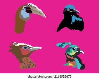 bird head vector pixel art collection