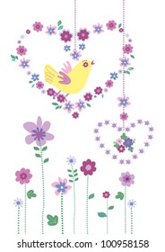 Bird in the Heart Flowers