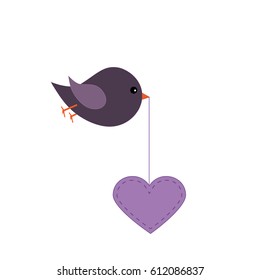 Bird with heart. Greeting Card