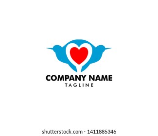 Bird heart love logo design