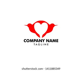 Bird Heart Love Logo Design Stock Vector (Royalty Free) 1411885349 ...