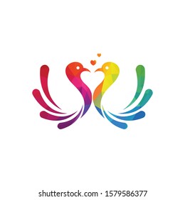 Bird with heart love vector logo concept. Love bird logo vector.	
