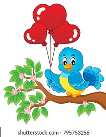 Ave con el tema de los globos en forma de corazón 2 - ilustración vectorial eps10.