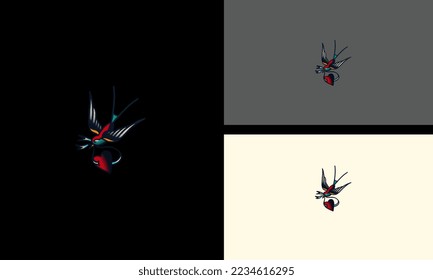 bird with heart vector illustration artwork design