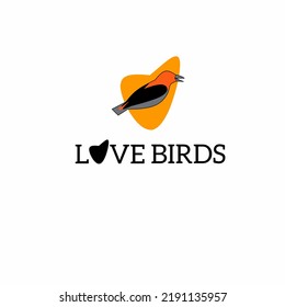 logotipo del vector de las aves en el corazón, amante de las aves, ilustración