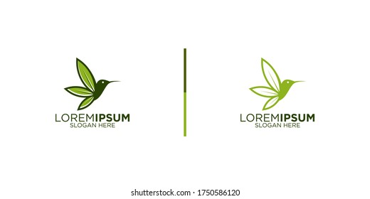 Bird and hemp logo design template