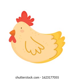 bird hen domestic farm animal cartoon vector illustration