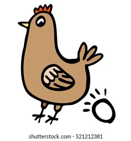 Bird. Hen laid an egg. Vector graphics. Art.