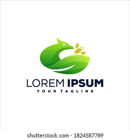 bird herbal gradient logo design