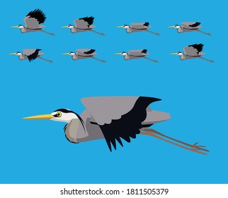 Bird Heron Flying Cartoon Vector Animation Frame