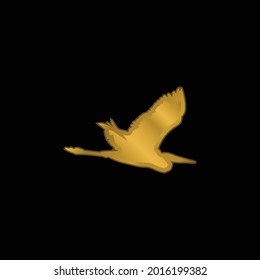 Bird Heron Flying Shape gold plated metalic icon or logo vector