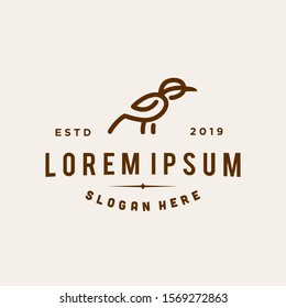 bird hipster logo icon retro on trendy linear line outline style illustration