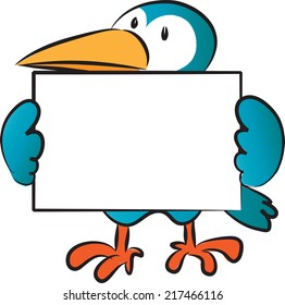 bird holding blank paper