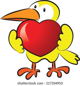 bird holding a heart shape