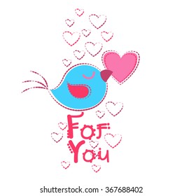 Tarjeta de saludo de forma de corazón para portadores de aves Ilustración vectorial de San Valentín Día