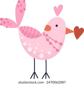 Bird Holding Heart Vector Illustration