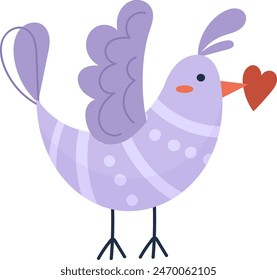 Bird Holding Heart Vector Illustration