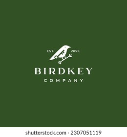 bird holding key logo icon vector template