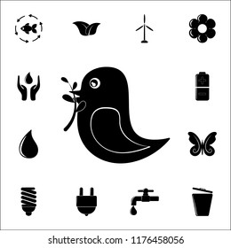 the bird holds a branch in its beak icon. Ecology icons universal set for web and mobile