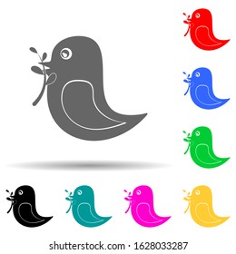 the bird holds a branch in its beak multi color style icon. Simple glyph, flat vector of ecology icons for ui and ux, website or mobile application