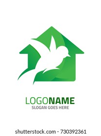 Bird and home abstract logo template vector