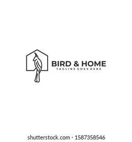 Bird Home Illustration Vector Template. Suitable for Creative Industry, Multimedia, entertainment, Educations, Shop, and any related business