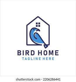 Bird Home Logo Design Line Art Stock Vector (Royalty Free) 2206286441 ...