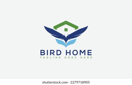 Design-Vorlage für Vogel-Home-Logo, Vektorgrafik-Branding-Element.