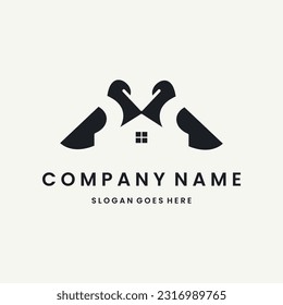 Bird home Logo vector design template black logo and white background