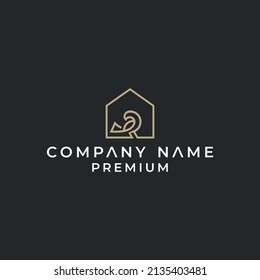 Bird home logo vector icon line illustration