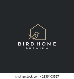 Bird home logo vector icon line illustration
