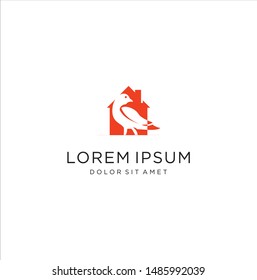 Bird Home Shape Logo Template Design . Bird House Logo