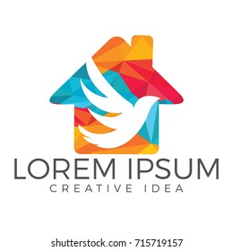 Bird home shape logo template design vector icon illustration.