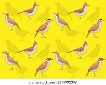 Bird Hornero Cartoon Cute Seamless Wallpaper Background