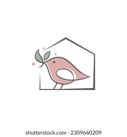 Bird House Animal Creative Logo Design Vector