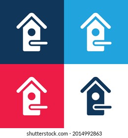 Bird House blue and red four color minimal icon set