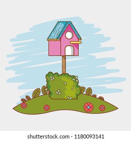 Bird house cartoon