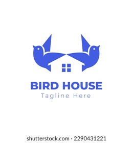 Bird House. Couple bird and house logo design. Vector EPS 10