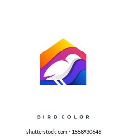 Bird With House Design Concept Illustration Vector Template, Suitable for Creative Industry, Multimedia, entertainment, Educations, Shop, and any related business