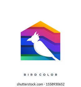 Bird With House Design Concept Illustration Vector Template, Suitable for Creative Industry, Multimedia, entertainment, Educations, Shop, and any related business