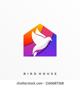 Bird With House Design Concept Illustration Vector Template, Suitable for Creative Industry, Multimedia, entertainment, Educations, Shop, and any related business