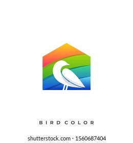 Bird With House Design Concept Illustration Vector Template, Suitable for Creative Industry, Multimedia, entertainment, Educations, Shop, and any related business